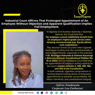 Industrial Court Affirms That Prolonged Acting Appointments of an Employee Without Objection and Apparent Qualifications Imply Full Employment, Warranting Full Salary and Terminal Benefits