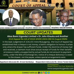 Court of Appeal overturns High Court award in cheque reversal dispute, clarifying that cheques are not money – A bank’s obligation to pay arises only when the client has sufficient funds.