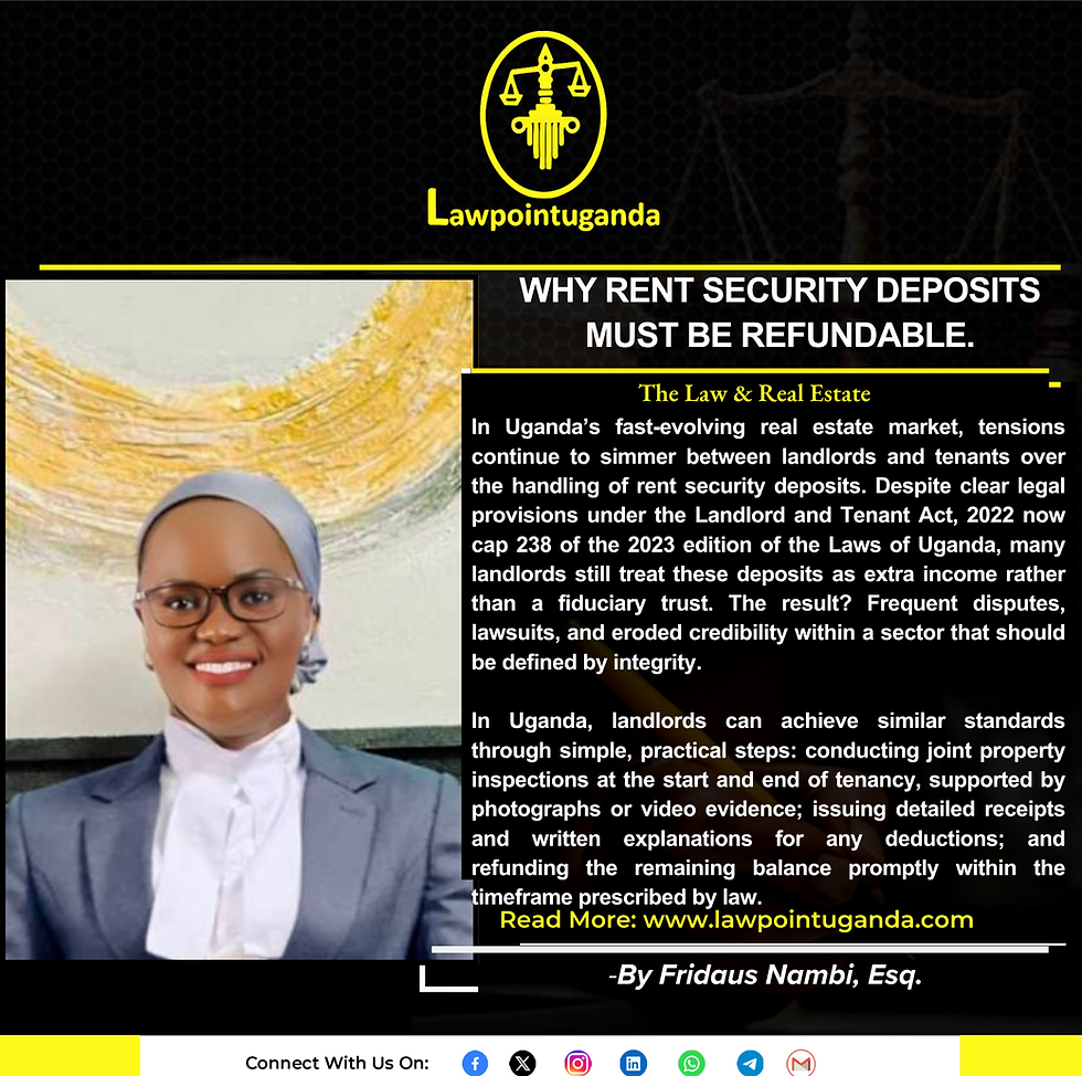 WHY RENT SECURITY DEPOSITS MUST BE REFUNDABLE.