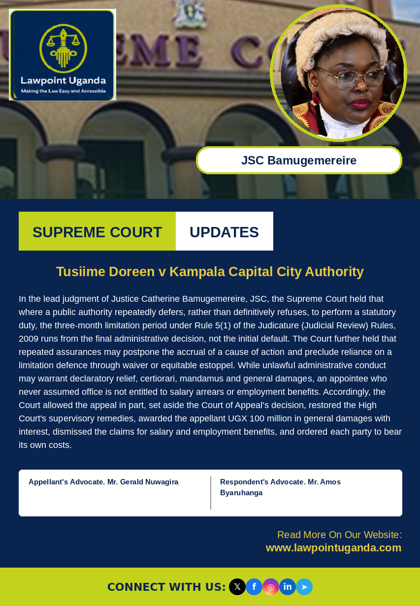 Supreme Court Holds That Where a Public Authority Defers, Rather Than Refuses, Performance of Its Duty, the Rule 5(1) Judicial Review Limitation Period Runs From the Final Administrative Decision.