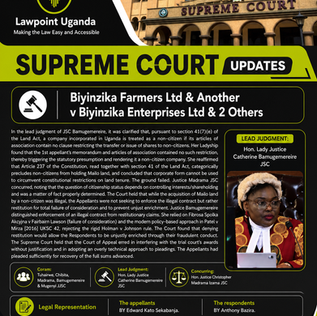 A Ugandan Company Is Deemed a Non-Citizen Where Its Governing Documents Permit Share Transfers to Non-Citizens, and the Doctrine of Illegality Does Not Bar Restitution for Failure of Consideration