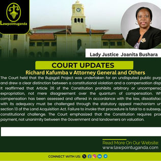 Court at Jinja Settles a 23-Year-Old Land Dispute, Holding That a Landowner Cannot Halt a Public Project by Refusing a Valuation Award Where a Statutory Remedy Exists Under the Land Acquisition Act