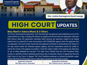 High Court at Kabale Rules That an Unappealed Taxed Bill of Costs Does Not Meet the Requirement for a Discretionary Stay of Execution.