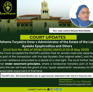 High Court Affirms That A Registered Proprietor of Land is Entitled to Physical Access to Their Property as a Matter of Law and Equity — Where No Access Is Provided, Courts May Imply An Easement