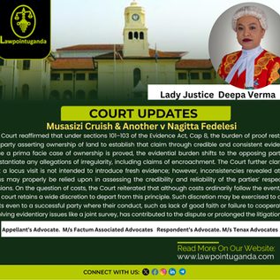 High Court at Mpigi Reaffirms Principles on Kibanja Land Ownership, Proper Use of Locus in Quo in Judicial Proceedings, and When Courts May Deny Costs to Successful Parties