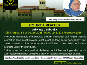 HIGH COURT HAS AFFIRMED THAT STRICT PROOF OF LONG-TERM OCCUPANCY IS REQUIRED TO ESTABLISH A KIBANJA INTEREST – IN A JUDGMENT MERE TEXTUAL SIMILARITIES DO NOT CONSTITUTE JUDICIAL MISCONDUCT