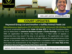High Court reaffirms that an application for an interim stay of execution under Order 43 rule 4(3) of the Civil Procedure Rules (SI 71-1) must be based on a competent notice of appeal.