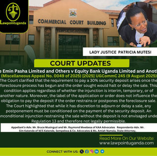 High Court Clarifies Application of Regulation 13 of the Mortgage Regulations and Conditions for 30% Deposit on Interim Injunctions in Mortgage Foreclosure Proceedings