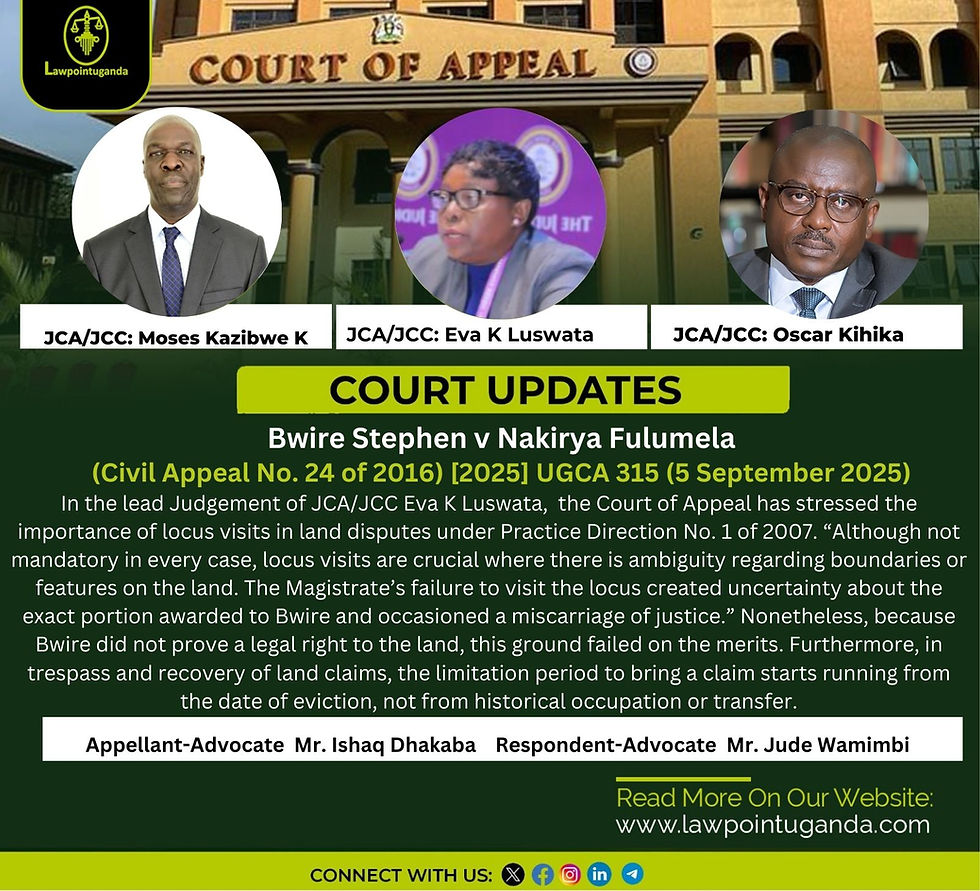 Court of Appeal clarifies that the limitation period for recovery of land starts running from the date of eviction, not from the date of an earlier transfer or occupation by another party.