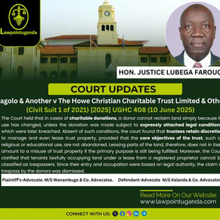 High Court establishes that, in the absence of fraud, a donor cannot reclaim registered land merely because its use has changed unless express conditions were attached to the donation and breached.