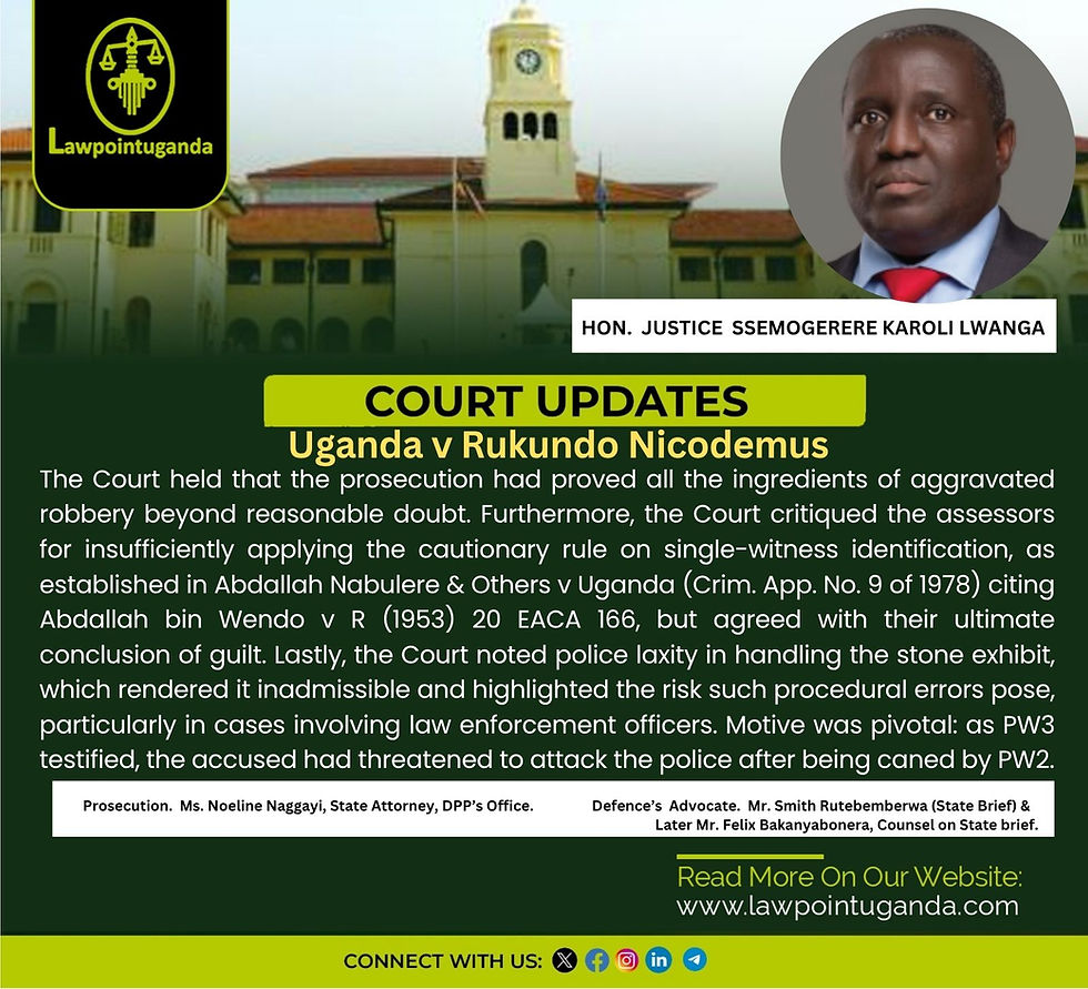 High Court at Kabale Convicts Boda Boda Rider for Aggravated Robbery of Police Officer in Kabale District