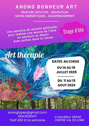 stage art thérapie été 2025 Oléans Loiret Centre val de Loire