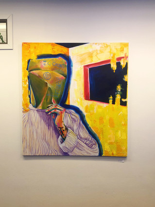 Annie Hassels akryltavla från utställningen Mellan hemmets fyra väggar på FRIGalleri i Umeå