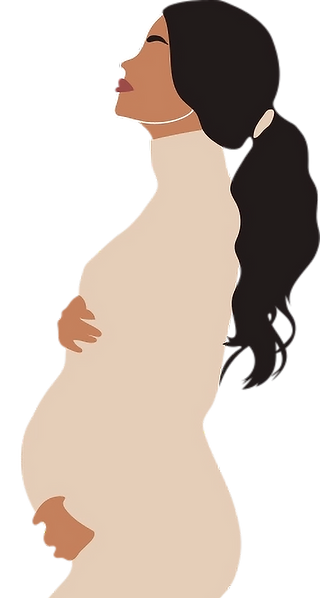 Illustration Canva pro, femme enceinte au cheveux noir.