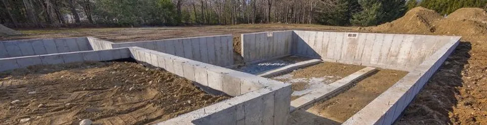 Concrete base under construction