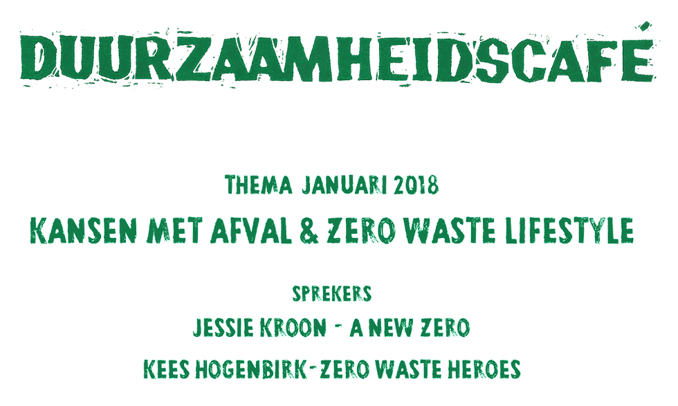 Flyer te promotie van het Duurzaamheidscafé over afval en zero waste.