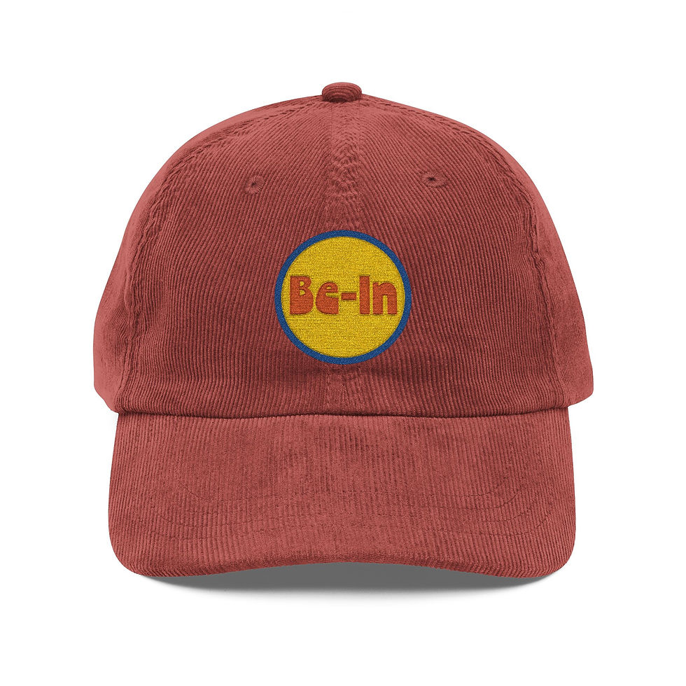 Thumbnail: Vintage Be-In Embroidered Corduroy Cap - Retro Style for Casual Vibes