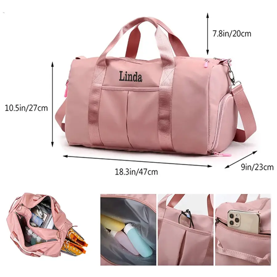 Miniatura: Personalized Nylon Duffel Bag with Wet Dry Pockets and Shoe Compartment