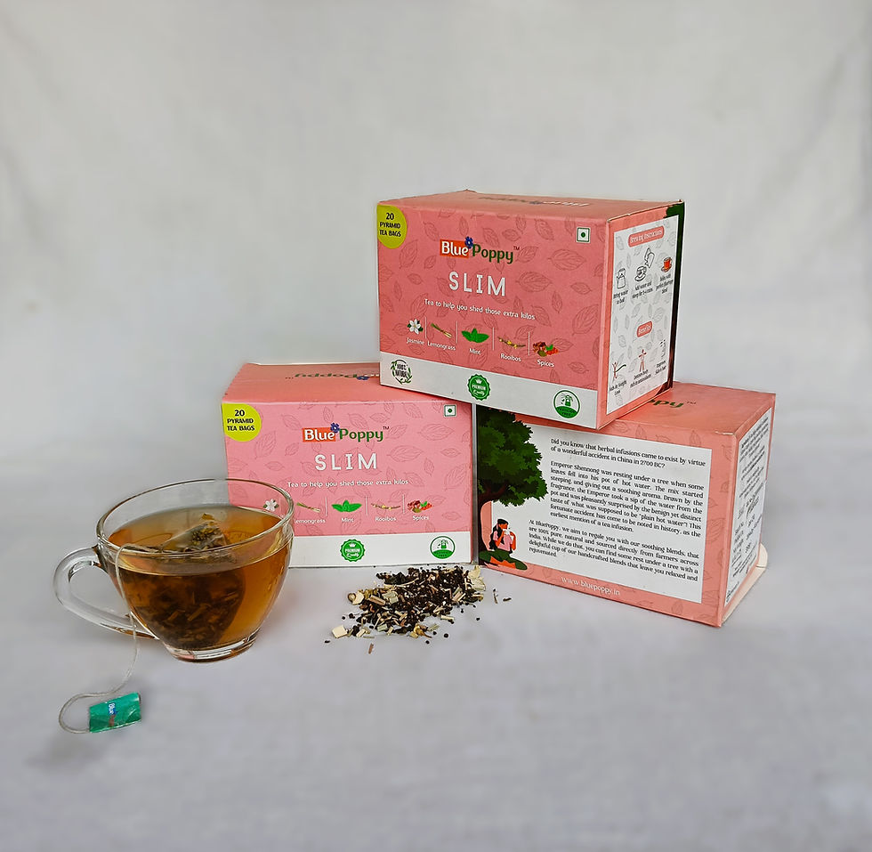 Tea sachets BluePoppy Slim — jasmine, rooibos and mint blend to support metabolism and gentle weight manag