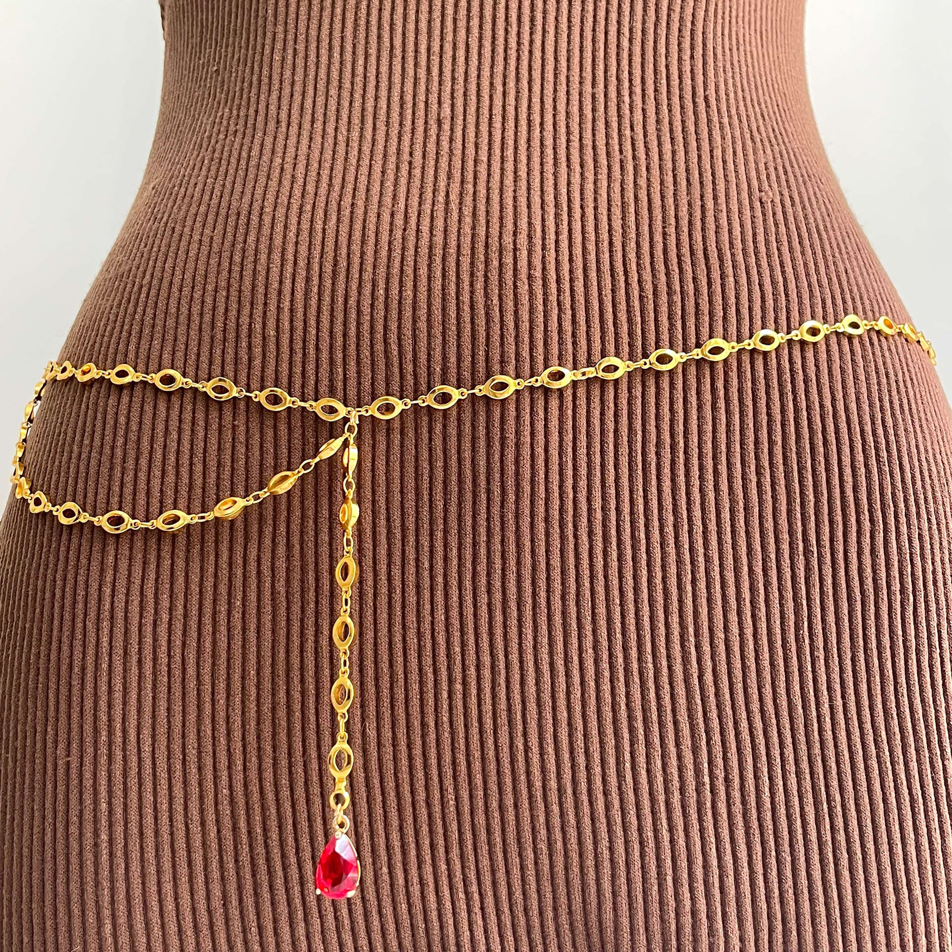 RED DROPLET oval waistchain
