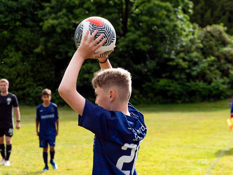 Pupils throwing a football during the annual Melchet Cup football game