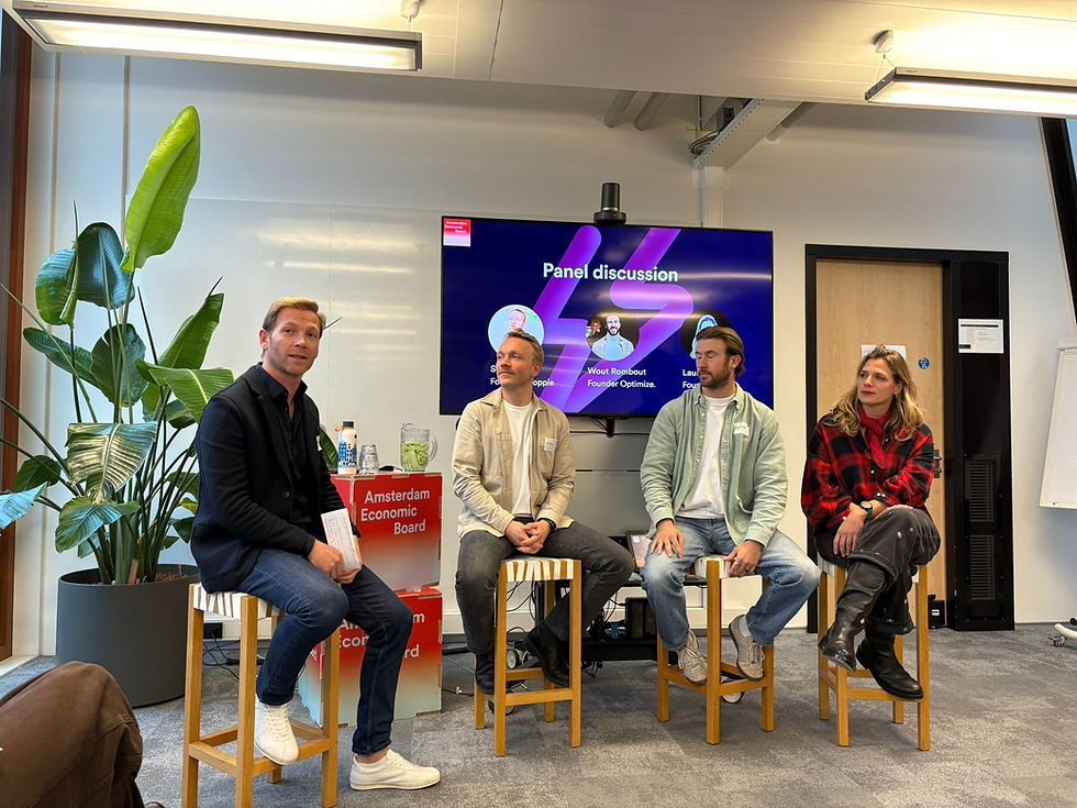 “Laurie Lancee speaking on a panel at AMS Institute about early-stage investing and startup policy in the Netherlands.”