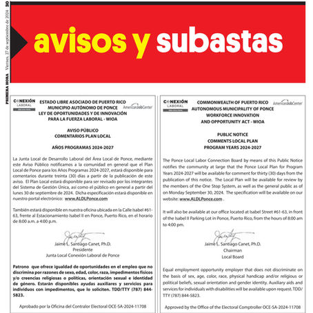 Aviso Público (Comentarios Plan Local)