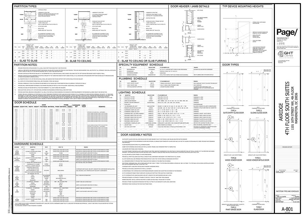 A-801 - PARTITION TYPES AND SCHEDULES