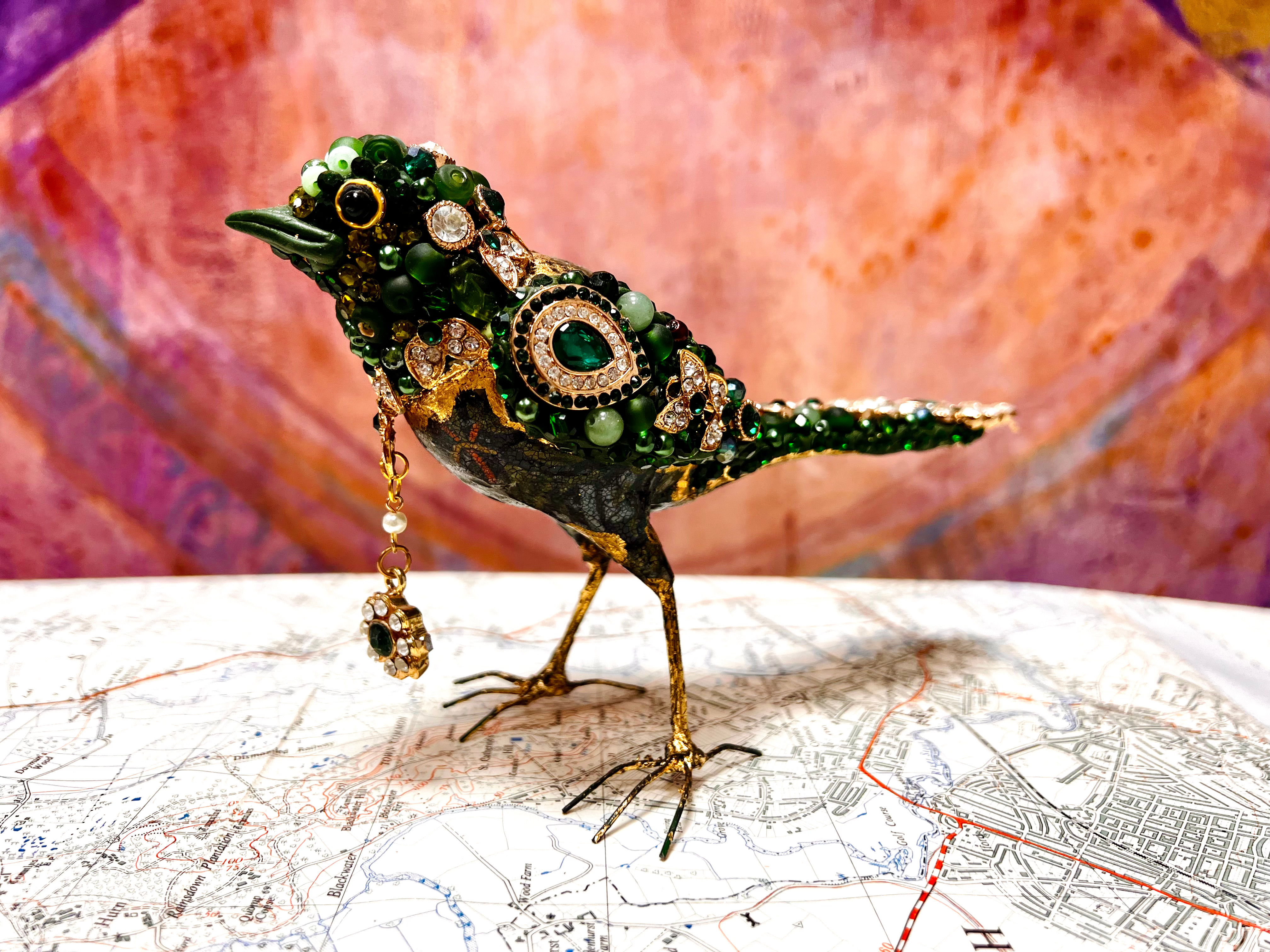 Deep Emerald Sparkling Bird