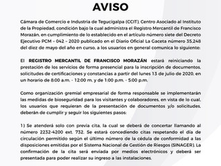 Reinicio prestación de servicios presenciales Registro Mercantil de FM