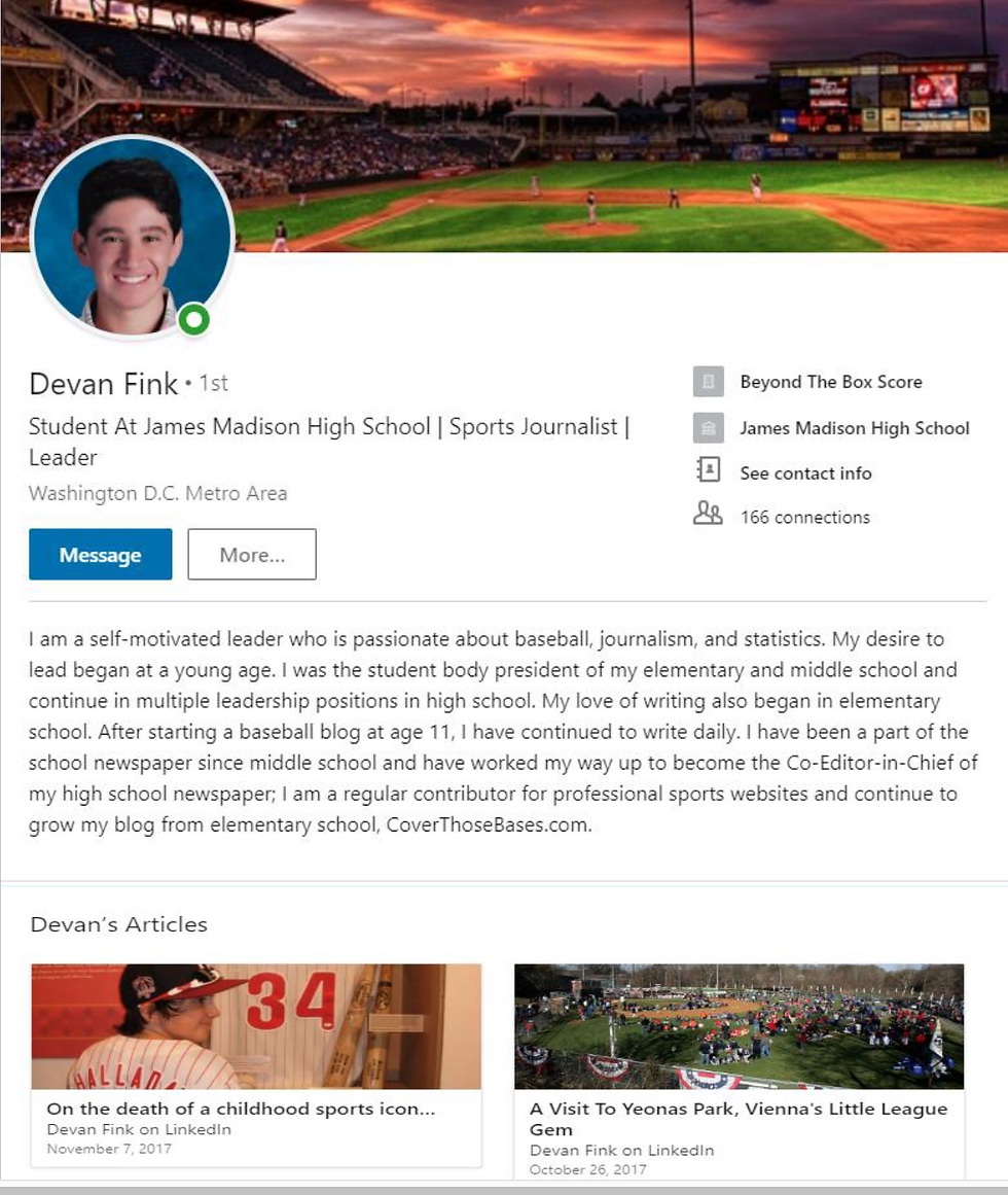 Sample Student LinkedIn Profile