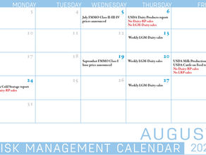 Dairy risk management calendar: August 2026