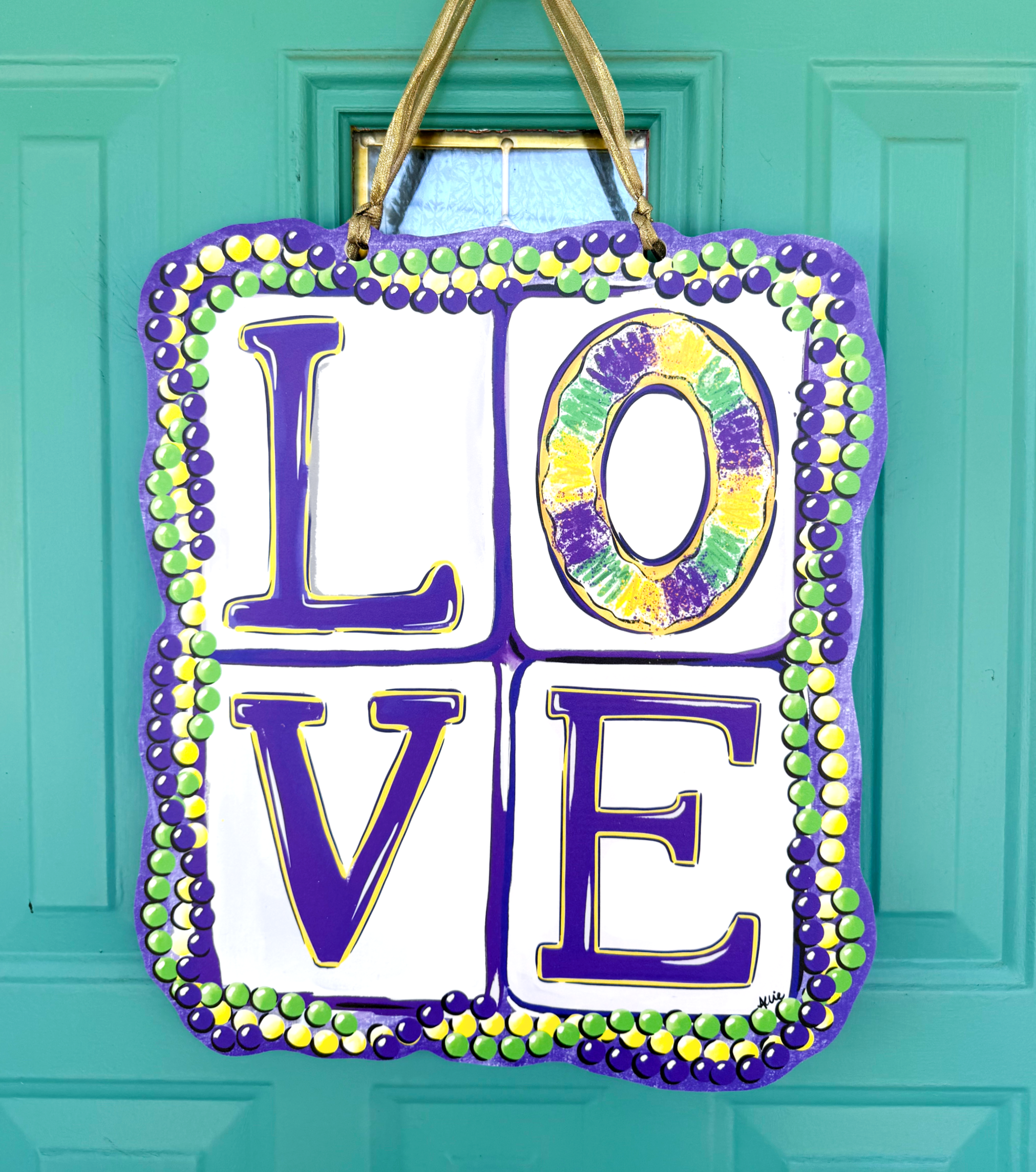 Mardi Gras LOVE Door Hanger