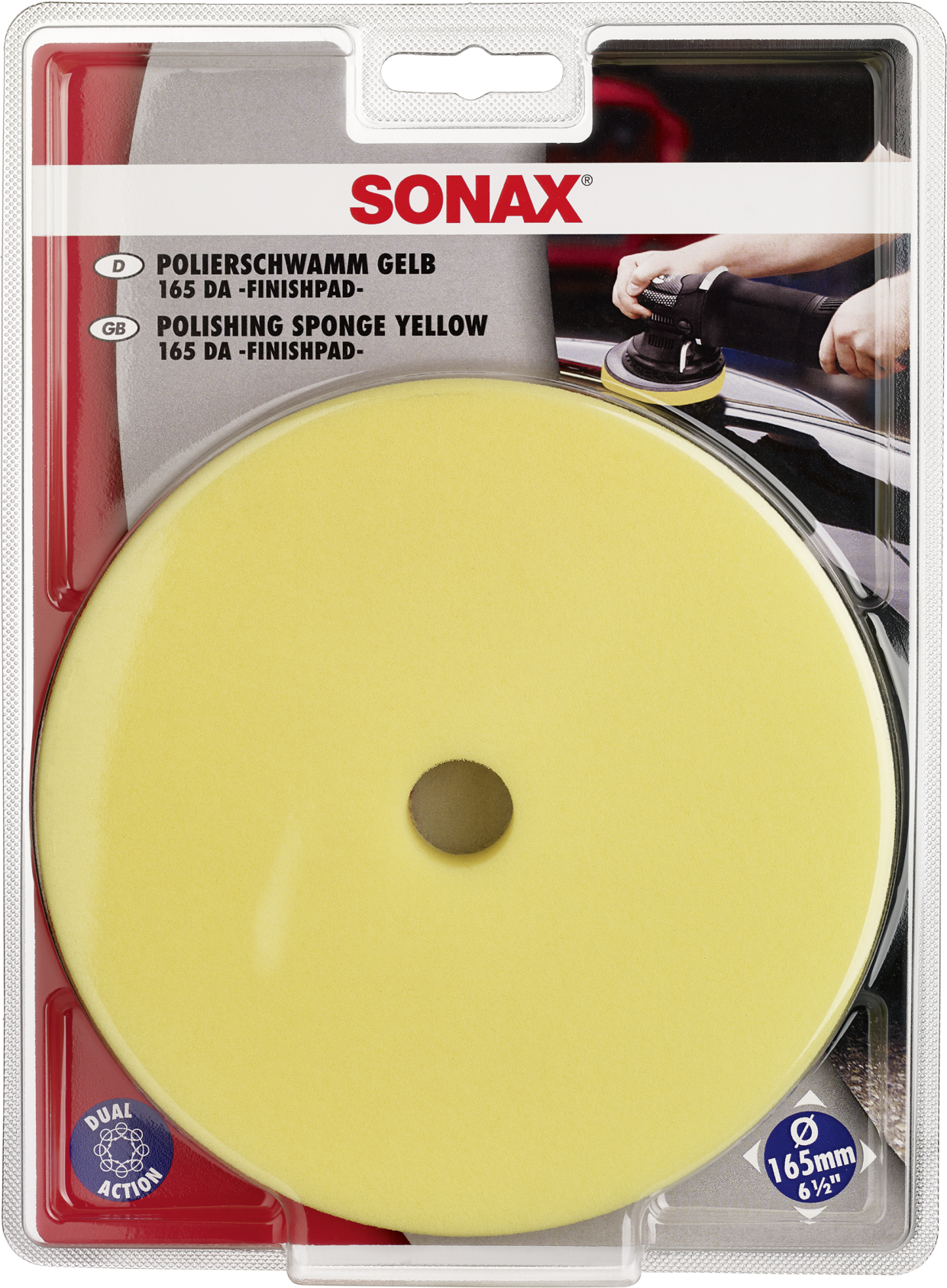 SONAX geltonas poliravimo padas orbitinei mašinėlei, d165mm