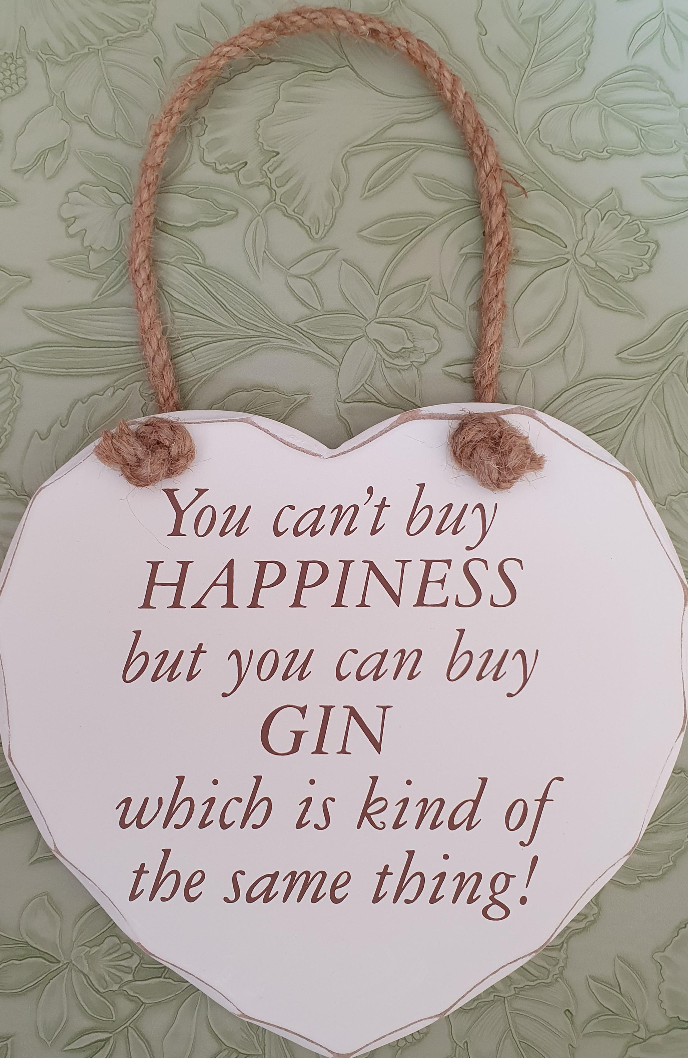 Medium wooden heart shaped gin message sign