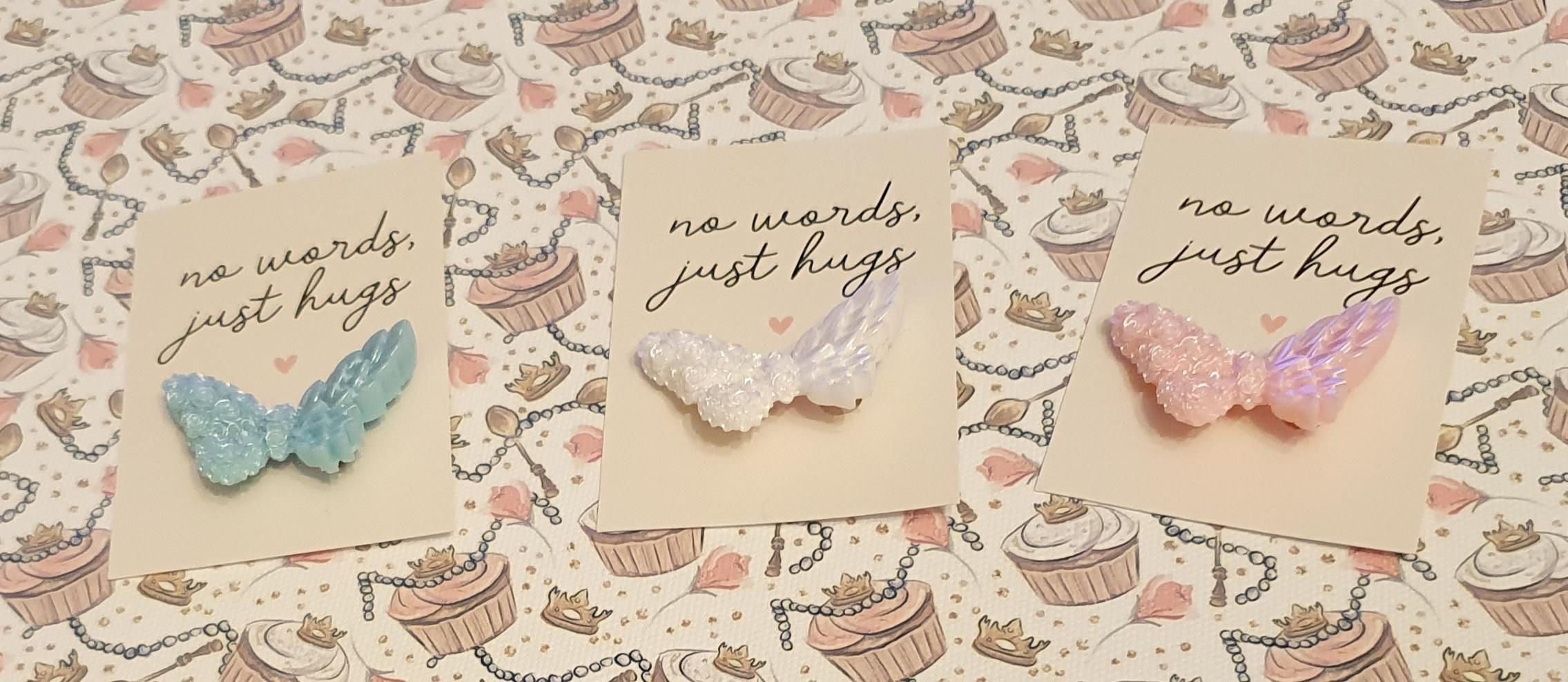 Pretty pastel butterfly pink blue white pin badges