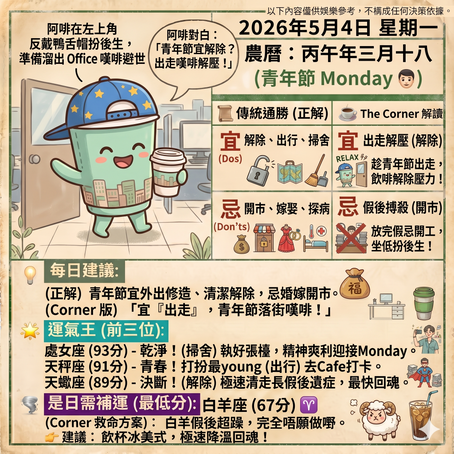 《Corner通勝》 : 2026.05.04