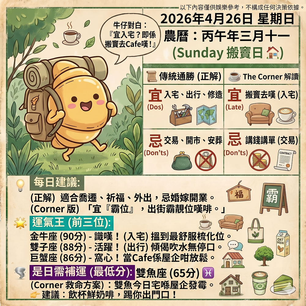 《Corner通勝》 : 2026.04.26