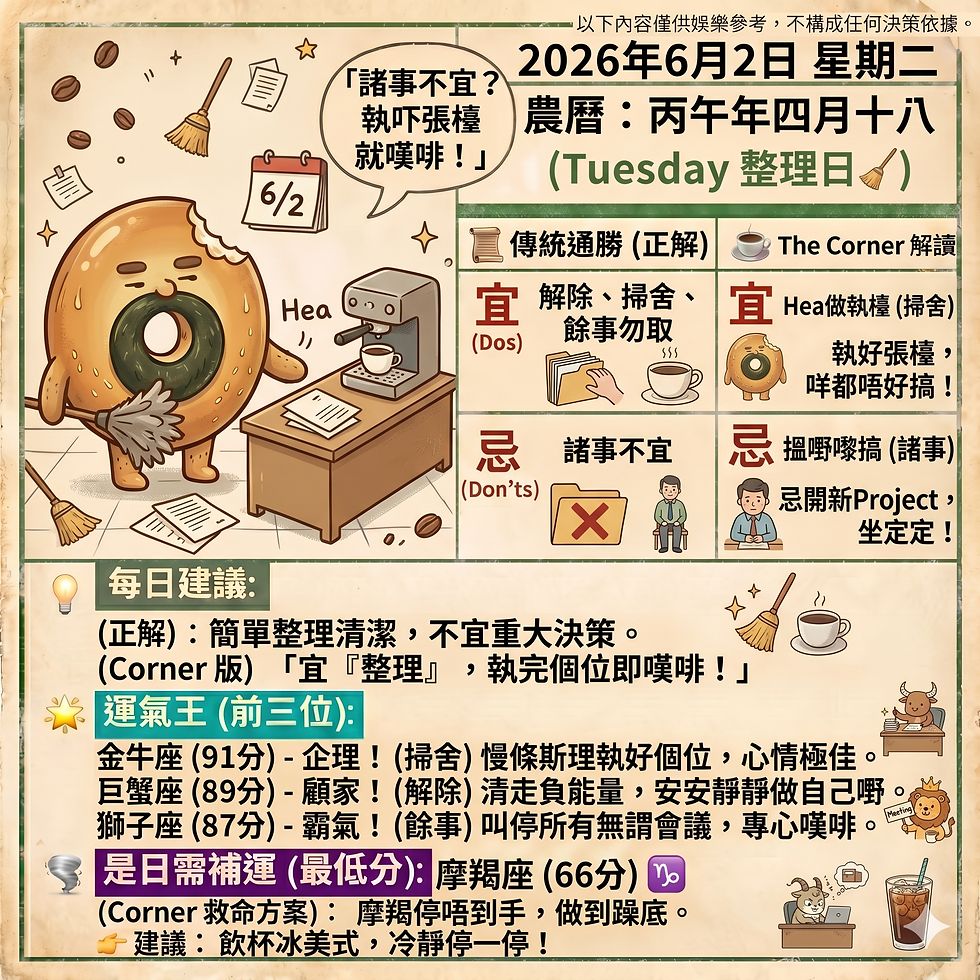 《Corner通勝》 : 2026.06.02
