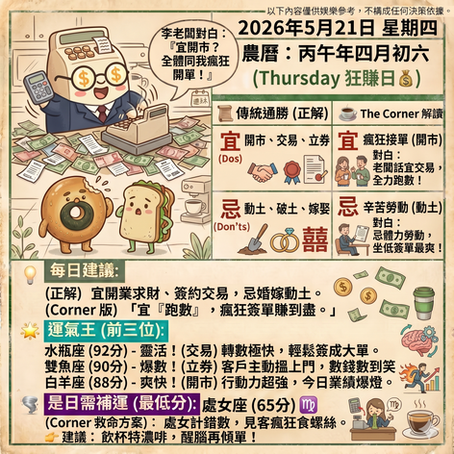 《Corner通勝》 : 2026.05.21