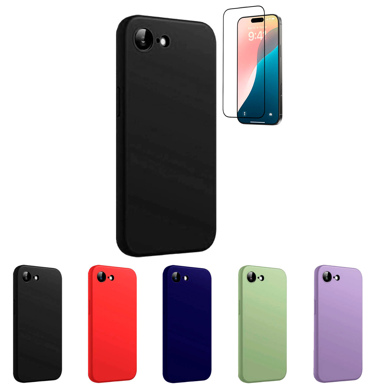 Funda Protector Para Iphone 16e Silicona Y Vidrio