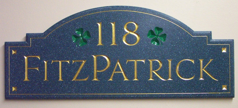 Corian Carved w Gold Leaf House Plaque 5 tn.JPG
