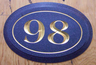 Corian Carved w Gold Leaf Address Plaque