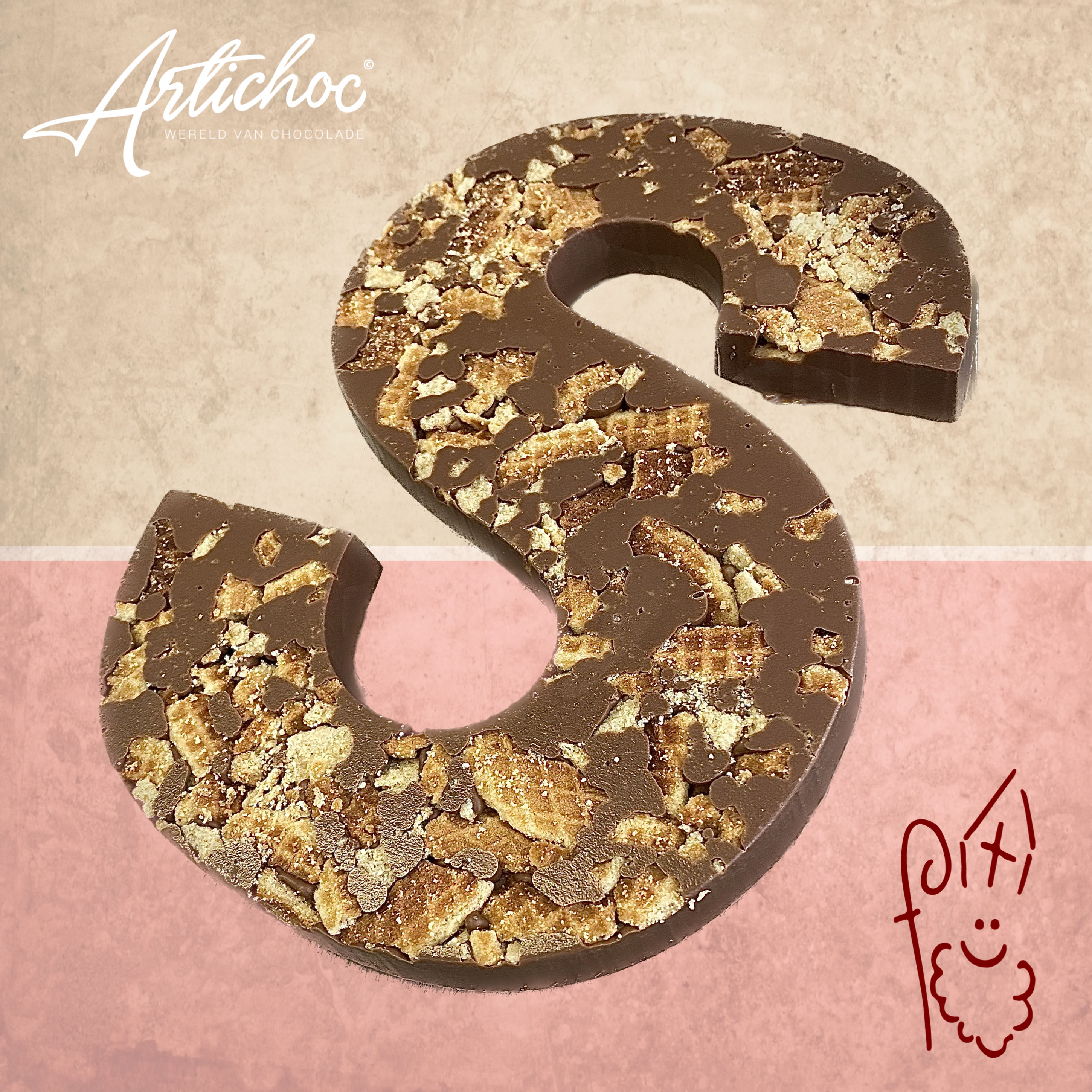 Chocoladeletter stroopwafel XL 350 gram