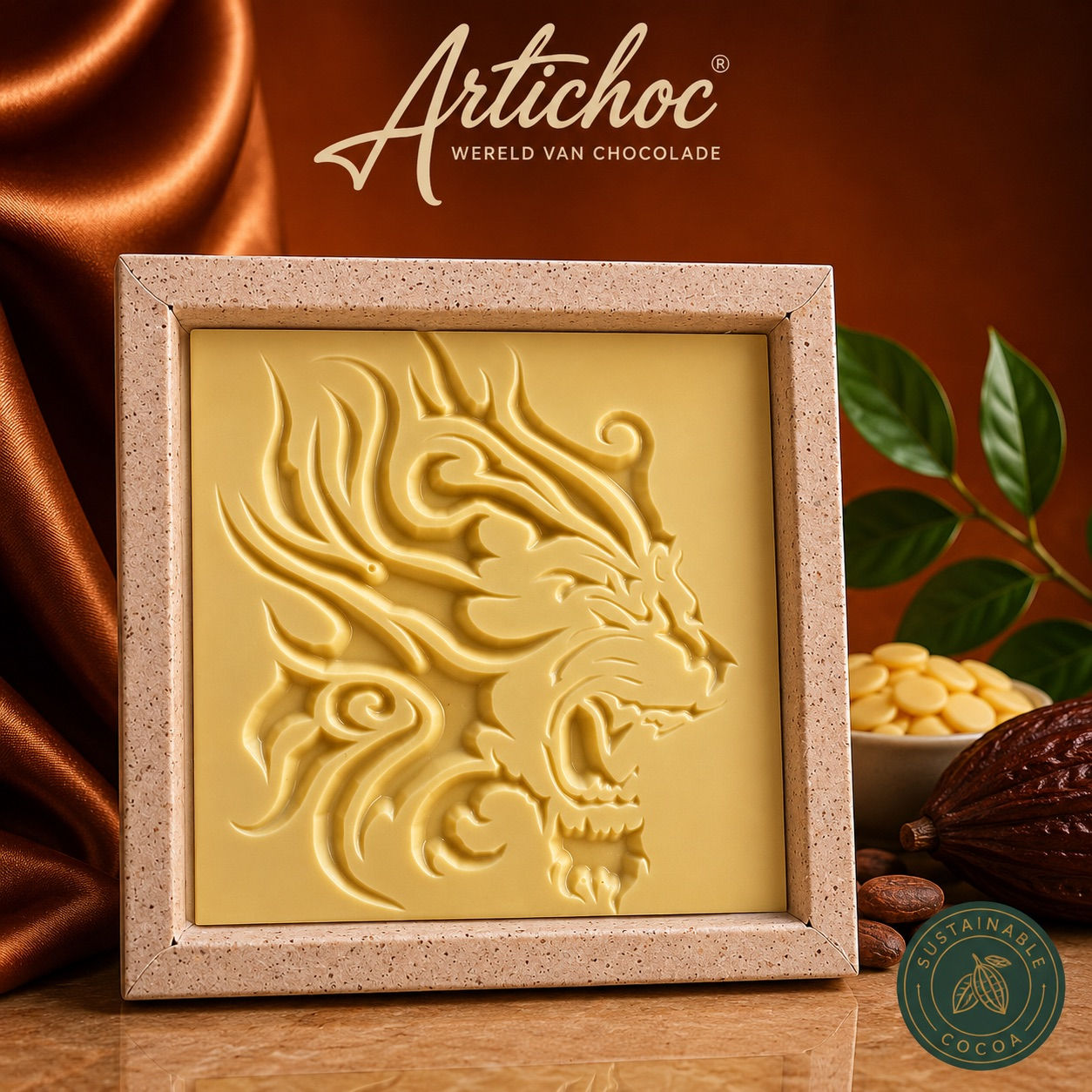 Chocolade leeuw Tablet 200 gram Wit