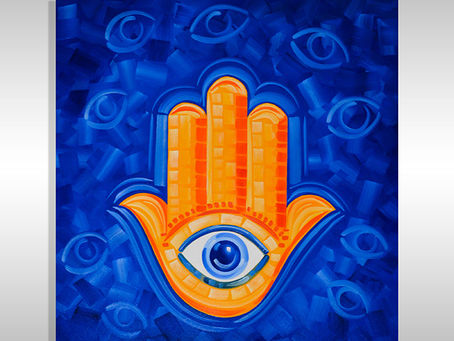 Hand of Fatima Serene Mindscape Painting for Sale at Laelanie Art Gallery by Miami Based Artist Laelanie Larach