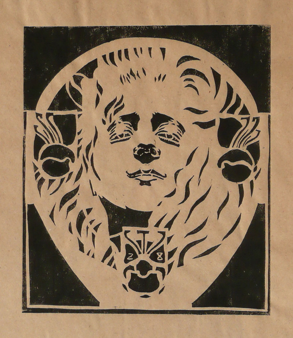 "Nach K. Moser", Linoldruck, 30x40 mit Passepartout