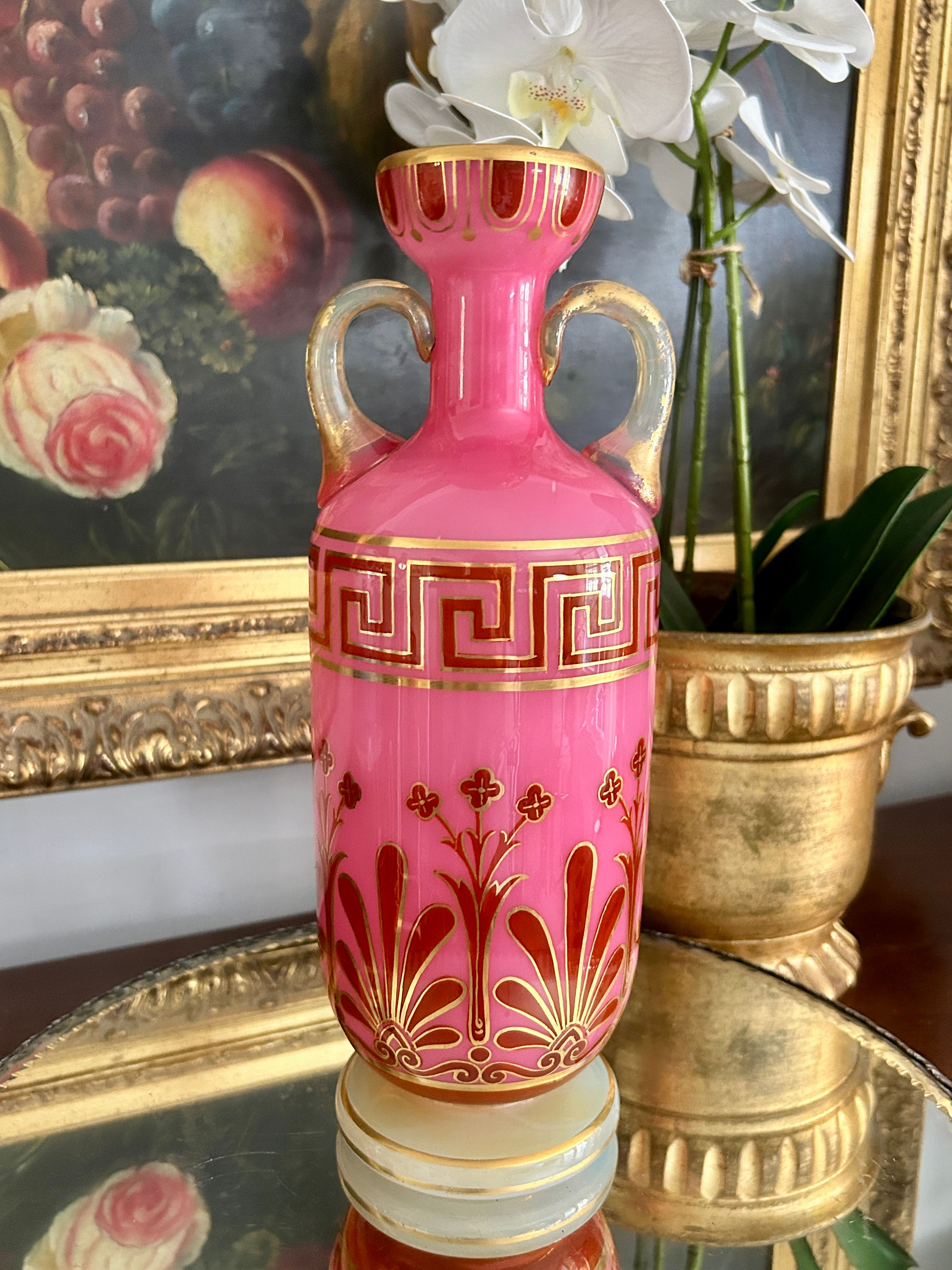 19th Century Continental Pink Opaline Glass Vase