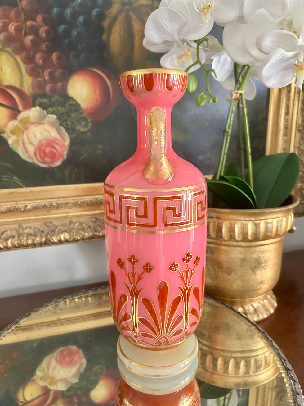 Thumbnail: 19th Century Continental Pink Opaline Glass Vase