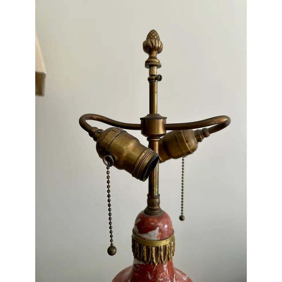 Thumbnail: French Style Rouge Marble & Gilt Metal Table Lamp